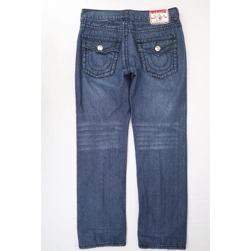 True Religion Jeans Mens 34x32 Rainbow Billy Denim Pants Flap Pockets Cotton USA